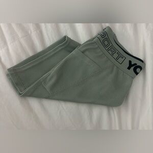 Green Ribbed Leggings